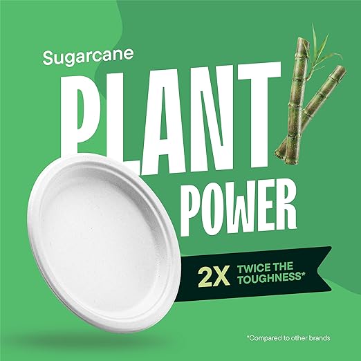 100% Compostable Paper Plates, Heavy Duty Disposable Plates 9 Inch Plates - Image 4