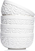 25DOL 22 oz Ceramic Bowls Set of 4 – Embossed Nature-Inspired Design, Versatile by 25DOL