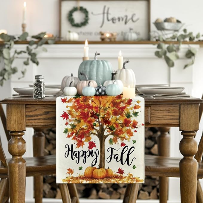 Artoid Mode 210 GSM Fall Table Runner 13x72 Inch Home Party Decor | Maple Tree - Image 2