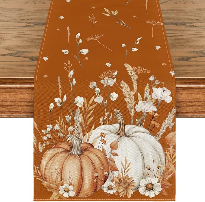 Artoid Mode 210 GSM Fall Table Runner 13x36 Inch Home Party Decor | Orange by ArtoidMode