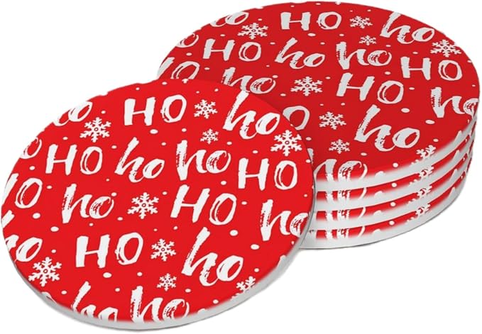 Merry Christmas Santa Claus Coasters Set of 4, Absorbent Ceramic Drink Coasters by Unknown