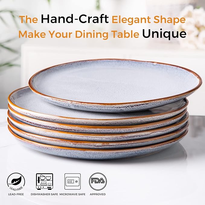AmorArc Ceramic Dinner Plates Set of 6, 10.5 Inch Stoneware Plates Set | - Image 2