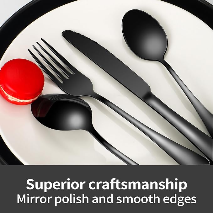 60-Piece Black Silverware Set - Image 3