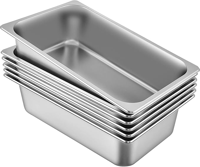 VEVOR 6 Pack Hotel Pans, Full Size 6-Inch, Stainless Steel Steam Table by VEVOR
