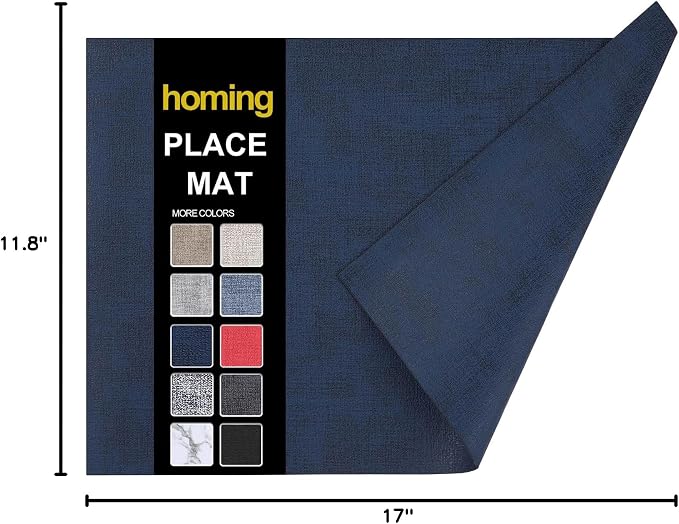 Faux Leather Heat Resistant Placemats 6 Packs, Waterproof Wipeable Dining PU - Image 10
