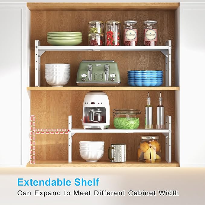 15.5 to 25.5 Inch Expandable Kitchen Cabinet Organizer Shelf, 30 LBS Heavy Duty - Image 7