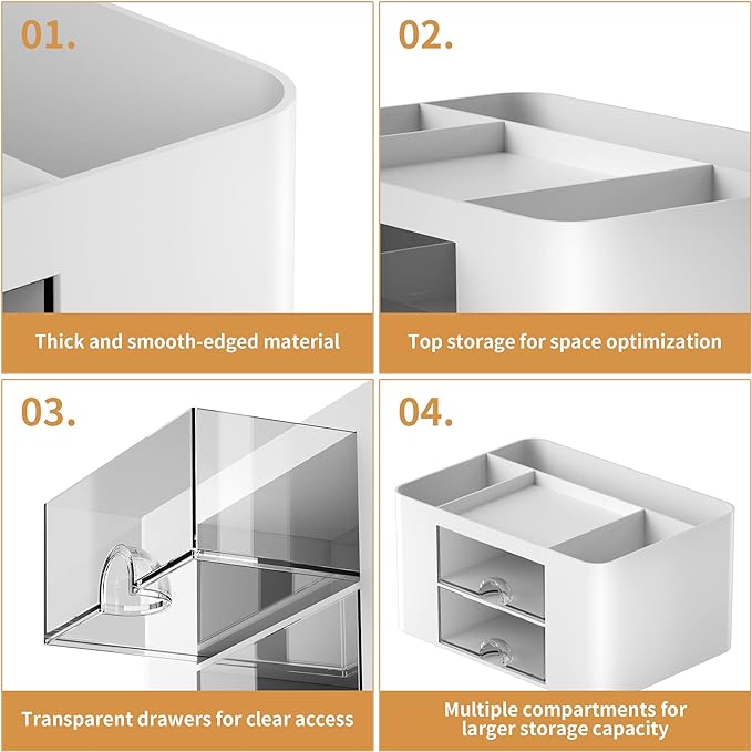 Marbrasse Pen Organizer with 2 Drawer, Desk Organizers and Accessories with 5 - Image 6