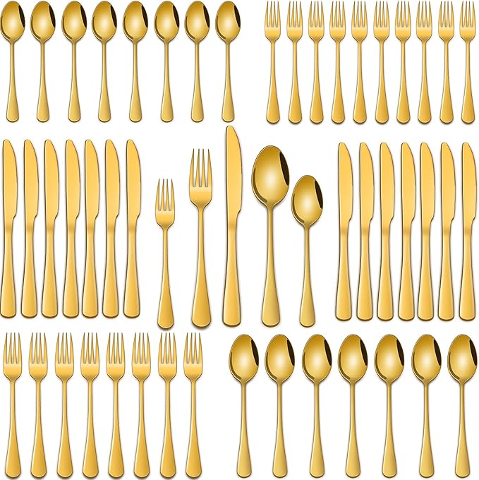 DEHOV 30 PCs Gold Flatware Sets Service by DEHOVKitchen
