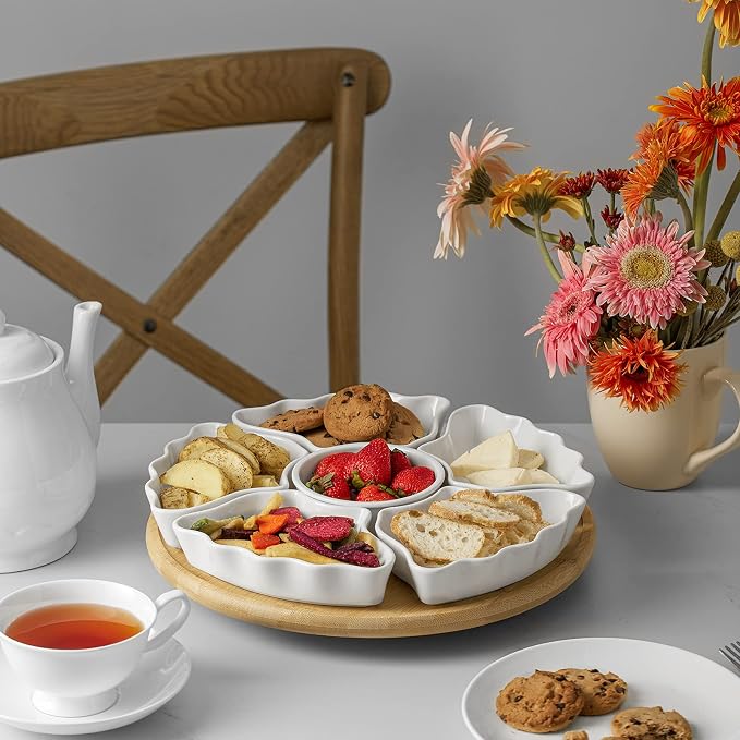 DOWAN 360° Rotatable Serving Tray and Platters, 12 Inch Divided Serving Bowls - Image 6