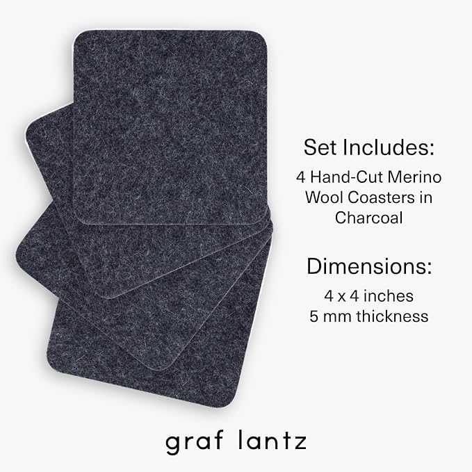 Graf Lantz - Bierfilzl Merino Wool Square Coasters Set of 4 - Charcoal - - Image 4