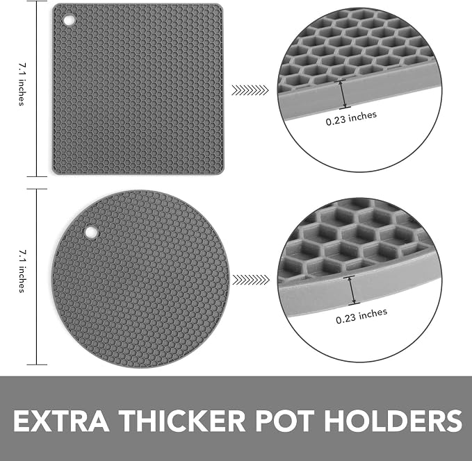 4 Pack Trivets for Hot Dishes | Hot Pads for Kitchen, Silicone Pot Holders for - Image 4