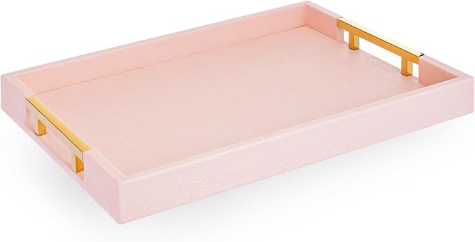 Home Redefined Modern Elegant 17.5"x12" Rectangle Baby Pink Tray Glossy by HomeRedefined