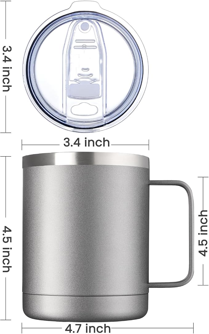 MEWAY 12oz Coffee Mug With Handle 8 Pack Bulk, Stainless Steel Insulated Travel - Image 4
