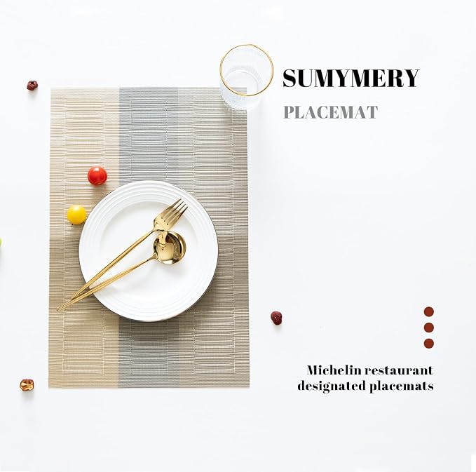 Placemats Set of 6 Vinyl/Plastic Woven Place Mats - Image 5