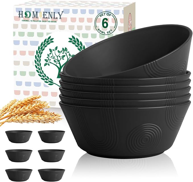 Cereal Bowl, Large Soup Bowl Set, Wheat Straw Bowl - 36oz Bowl Set by HOMIENLY