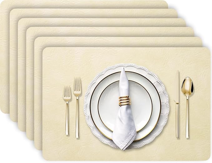 Aofmee Faux Leather Placemats Set of 6 by Aofmee