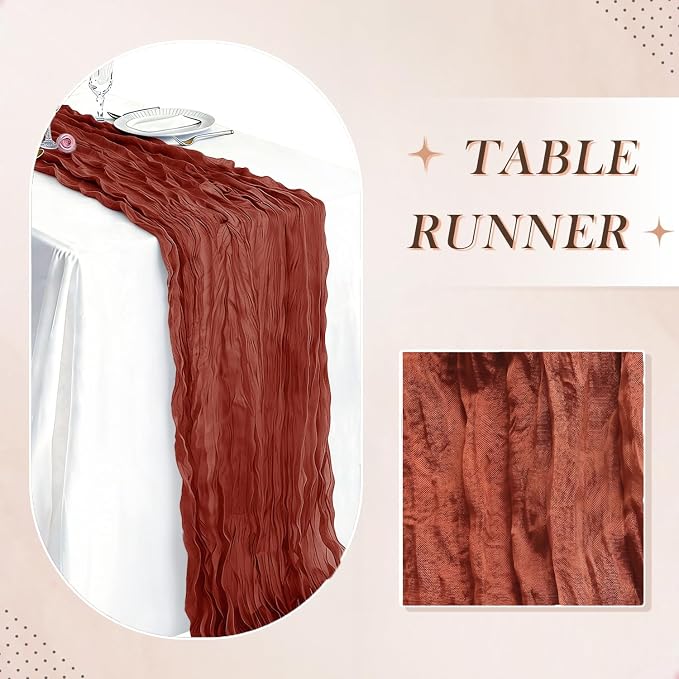 3 Pack Terractta Cheesecloth Table Runner 21 x 120 Inch Boho Gauze Sheer Table - Image 6