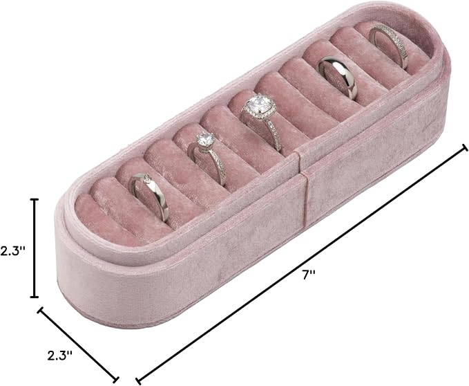 Velvet Small Multiple Ring Box Portable Organizer Display Storage | Travel Case - Image 8