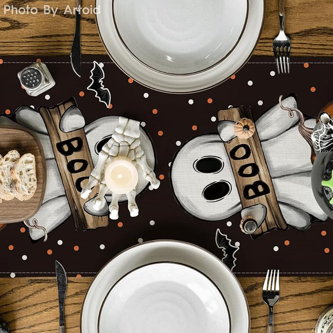 Artoid Mode 210 GSM Halloween Table Runner 13x60 Inch Home Party Decor | Polka - Image 3