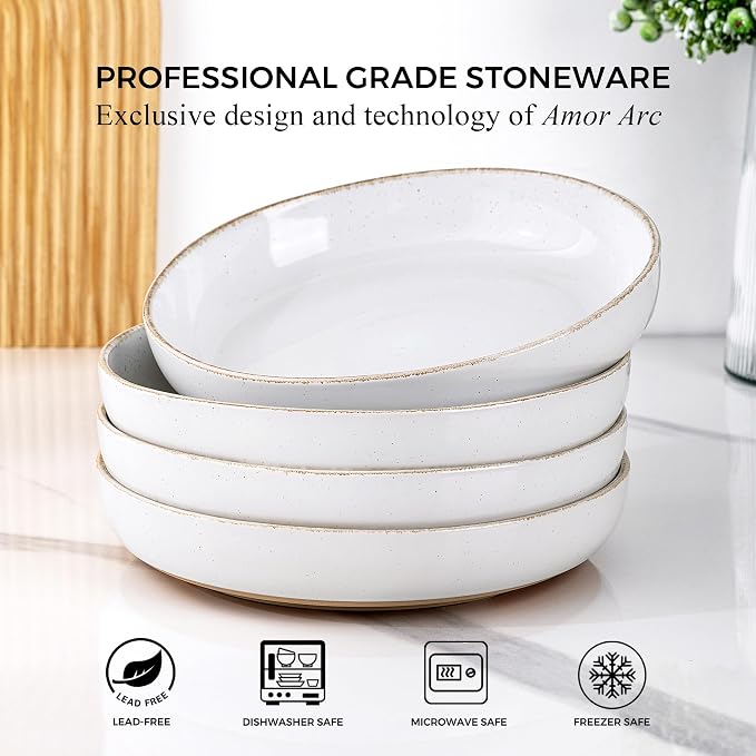 AmorArc 8.75'' Large Ceramic Pasta Bowls, 36oz Handpainted Stoneware Bowls Set - Image 7