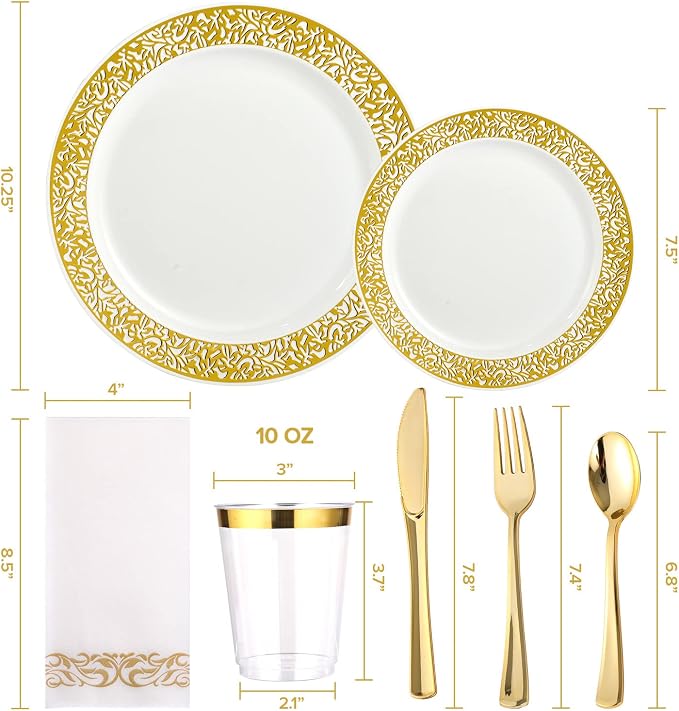 FOCUSLINE 175 Ct Gold Dinnerware Set - Image 6