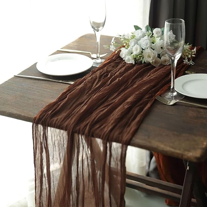 12Pack Brown Cheesecloth Table Runner 20x120 inch Gauze Table Runner | Brown - Image 3