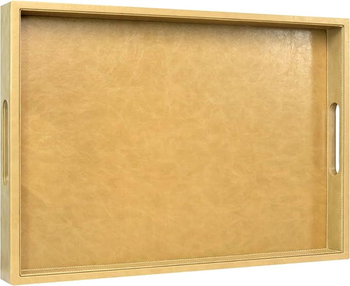 20 x 14 inches Leather Rectangle Serving Tray by Unknown