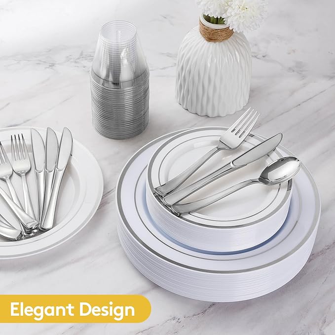 150 Pieces Silver Disposable Plates - Image 3