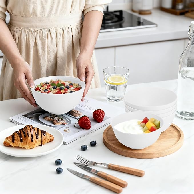 Wheat Straw Bowls 26 OZ, Plastic Bowls Reusable, Unbreakable Cereal Bowls Set - Image 3