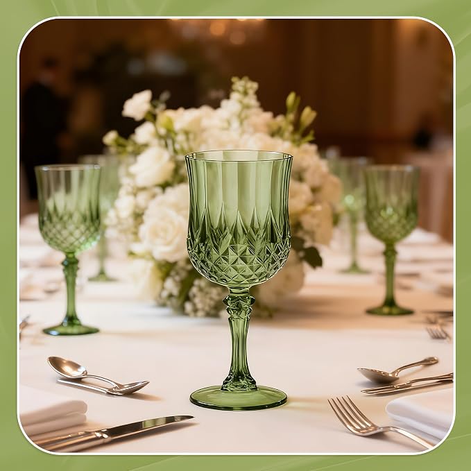 7OZ Plastic Wine Glasses, Reusable Vintage Goblets Unbreakable Drinking Glasses - Image 4