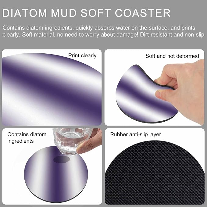 Ombre Purple Coasters Set of 2, Modern Minimalist Geometric Gradient Color - Image 9