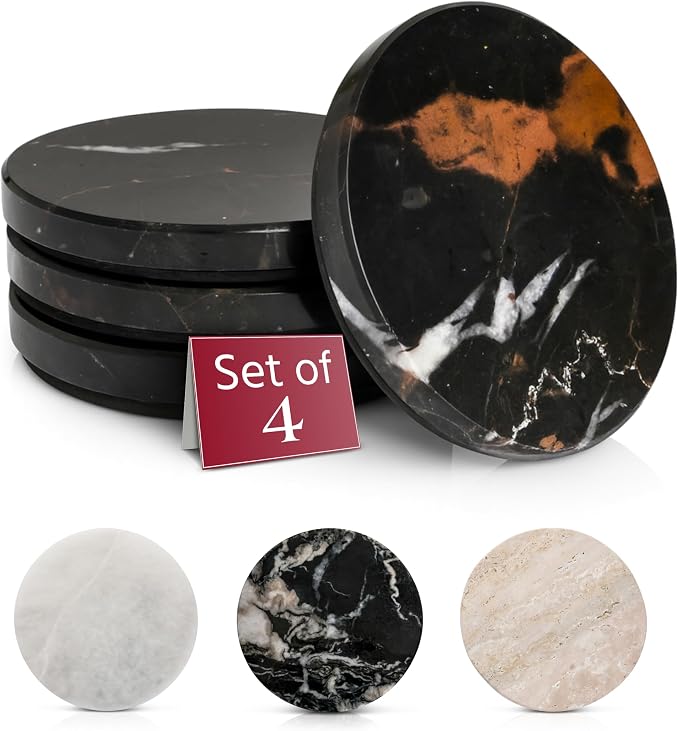 Gusto Nostro Black Marble Coasters Set of 4 by GustoNostro