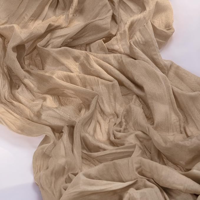 12 Pack Nude Cheesecloth Table Runner 10ft Boho Gauze Taupe Home Decor | - Image 5