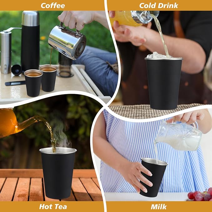Mimorou 20 Pack 12 oz Stainless Steel Pint Cups Metal Cups Unbreakable Drinking - Image 5