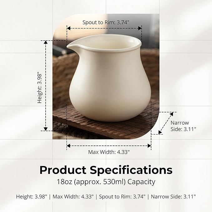 Modern Ceramic Pitcher 18oz, Small Coffee Carafe - Image 7