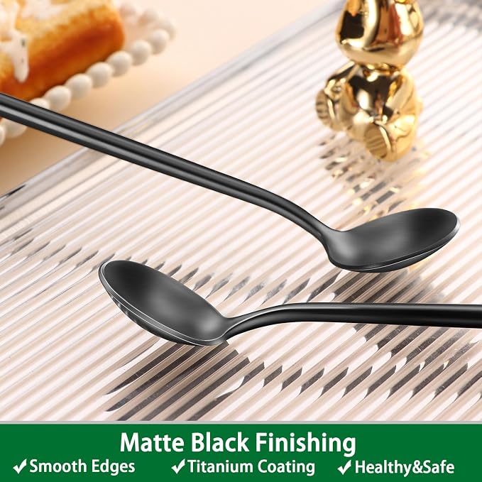 DEHOV 4 PCS 6.7 Inches Satin Black Stainless Steel 18/10 Coffee Spoons - Image 4