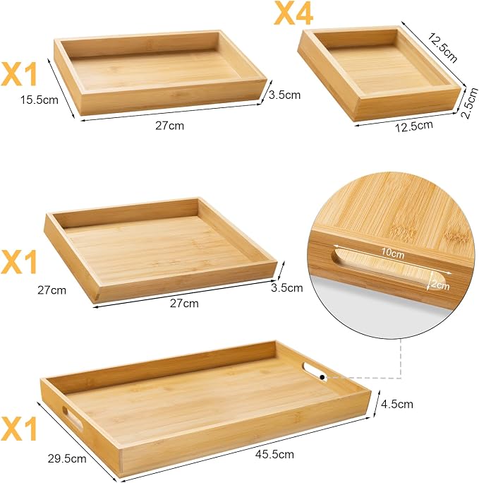 Wood Serving Tray with Handle, Decorative Serving Platter - Image 2
