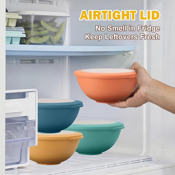 Wheat Straw Bowls Set with Lids, Unbreakable 40 OZ Cereal Bowls Set of 4 - Image 7