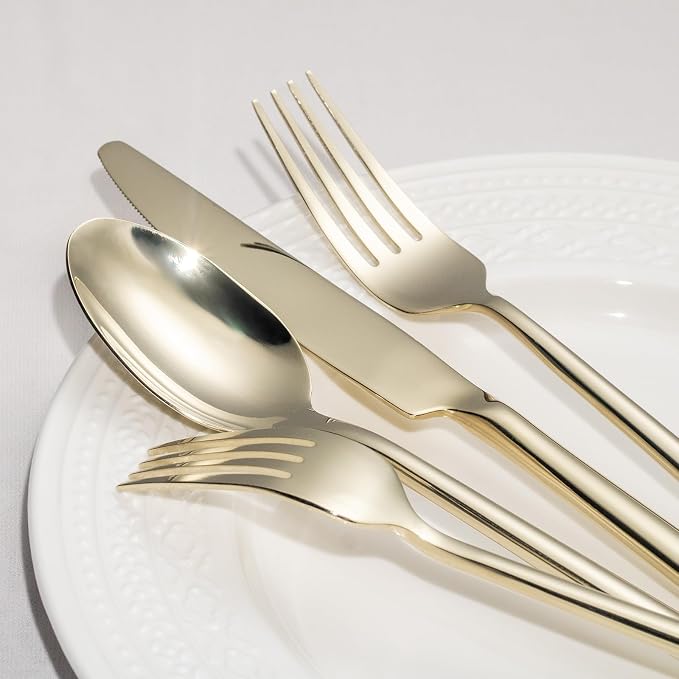 Alata Potter Champagne Gold 40-Piece Forged Silverware Set, Service - Image 5