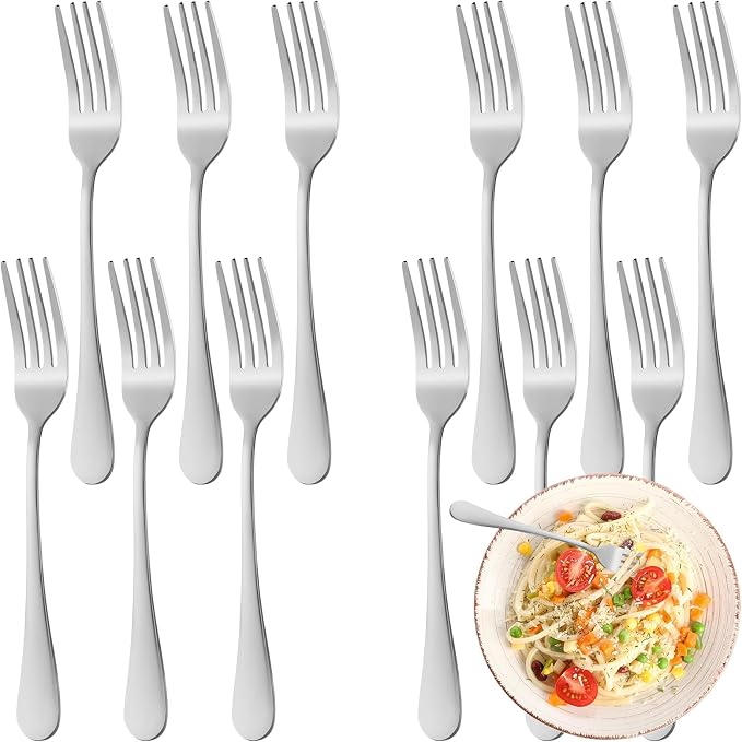 16 Piece Dinner Forks Set, Food-Grade Stainless Steel Forks Silverware by WISKEMA