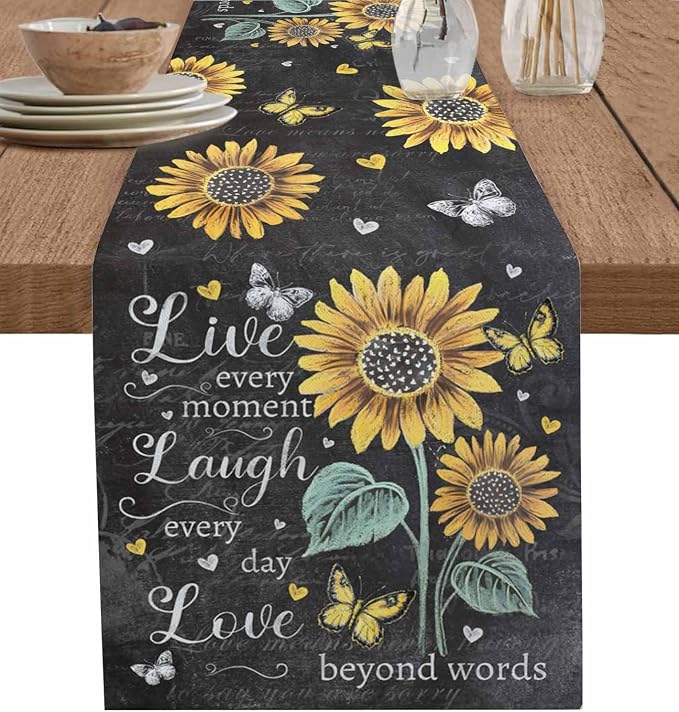 Retro Sunflower Table Runners 36 Inches Long, Spring Summer Farmhouse Table by Unknown