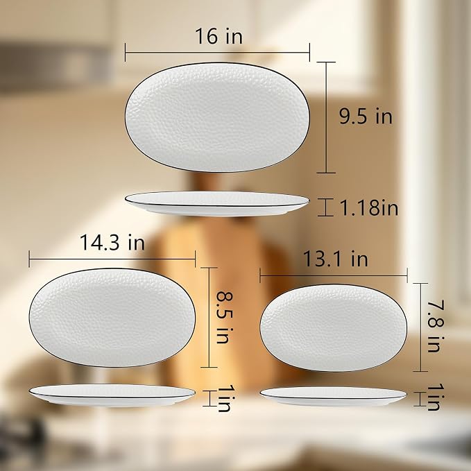Roeveca Serving Platters, 16/14.3/13.1Inches Large Serving Dishes - Image 6