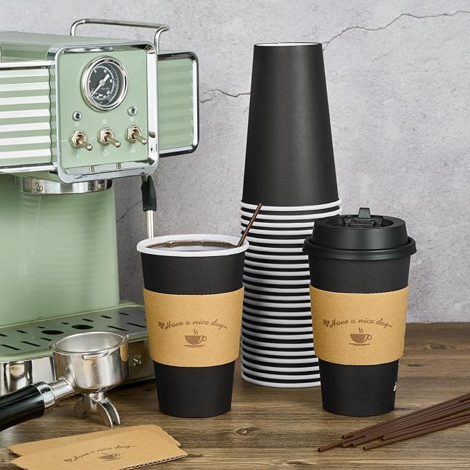 LITOPAK 100 Pack 16 oz Paper Coffee Cups - Image 4