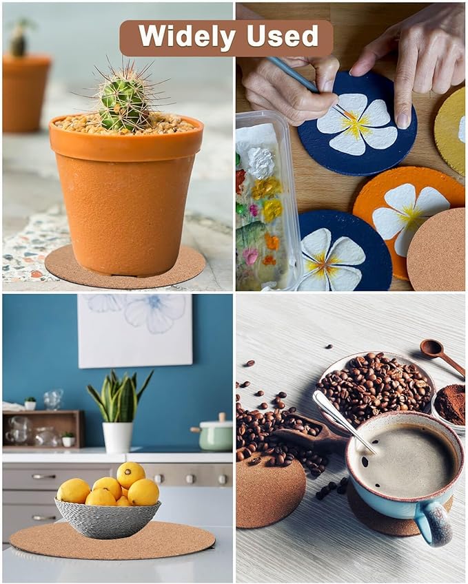 10 Inch Cork Plant Coasters, 2 Pack Round Plant Mats - Image 6
