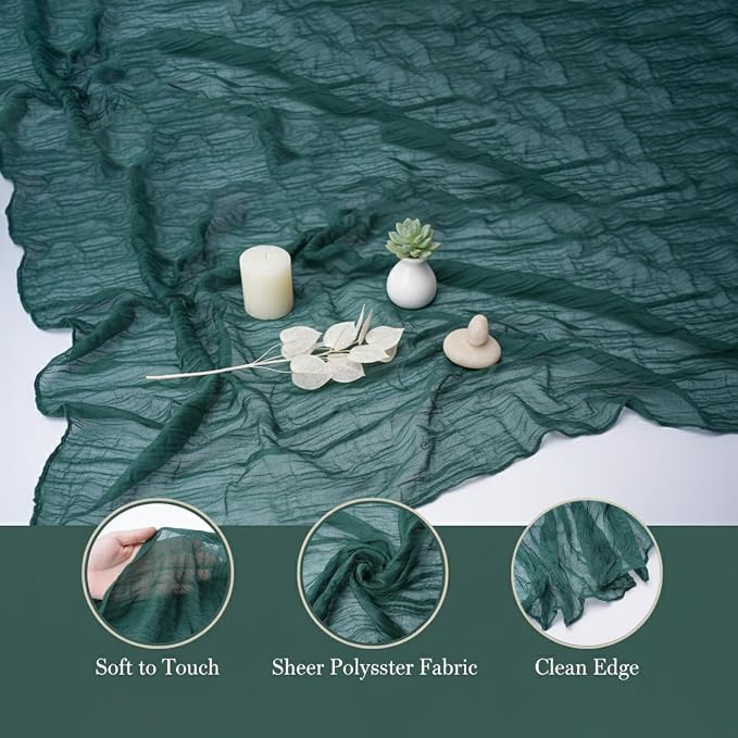 Cheesecloth Table Runner 10 Pack Sage Green and Dark Green, Boho Gauze Table - Image 6