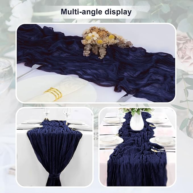 6 Pack Navy Blue Cheesecloth Table Runner 35x120 Inch 10Ft Rustic Gauze Cheese - Image 6