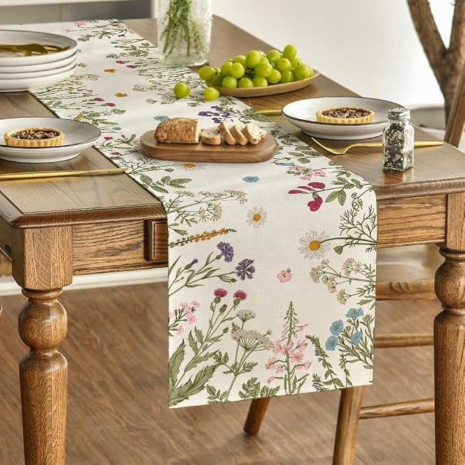 Artoid Mode Flowers Spring Table Runner, Seasonal Kitchen Dining Table - Image 3