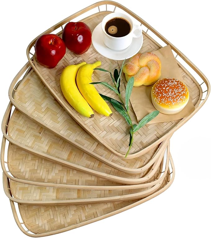 PEMAR Set of 4 Natural Bamboo Trays by PEMAR