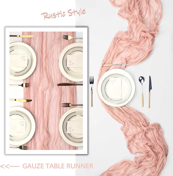 6 Pack Blush Pink Table Runner Cheesecloth 10Ft Gauze Cheese Cloth Table Runner - Image 6