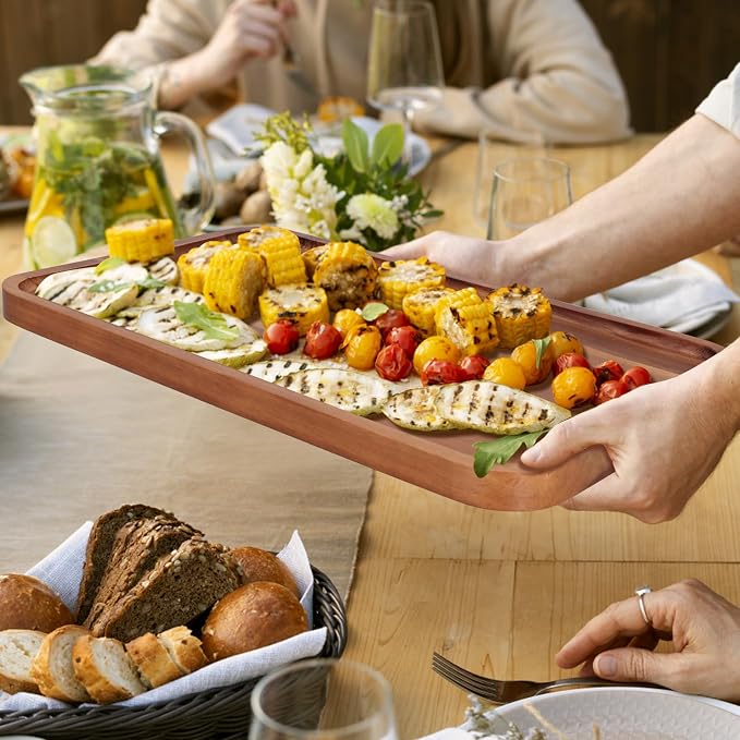 Large Wooden Tray for Party Food Charcuterie Boards Wood Serving Platters | - Image 4